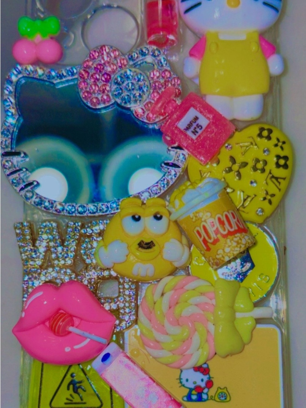 Hello Kitty Yellow Popcorn & Candy Phone Charm Case